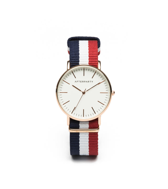 Urban Striped Navy Red Nylon Watch