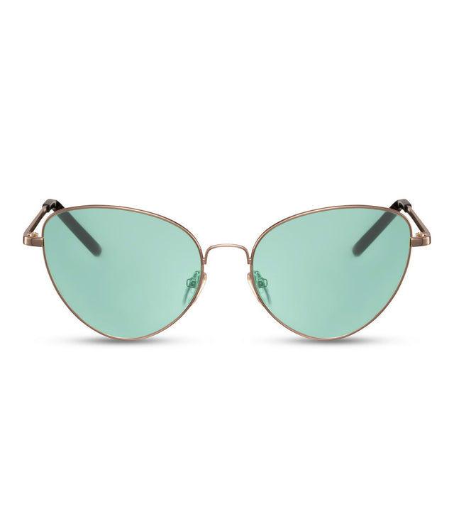 Simple Cat Eye Sunglasses With Green Lens