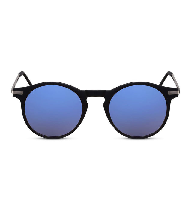 Round Sunglasses With Blue Flash Lens