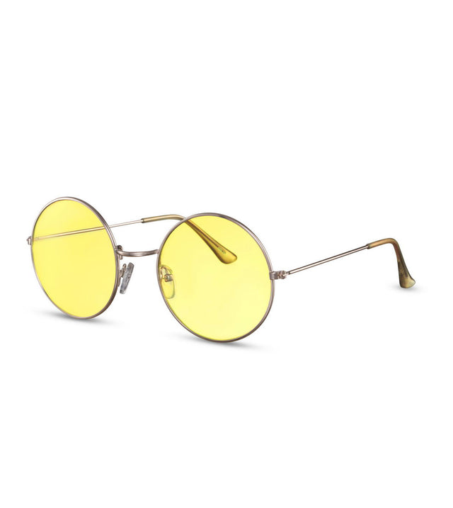 Retro Round Sunglasses With Yellow Lens