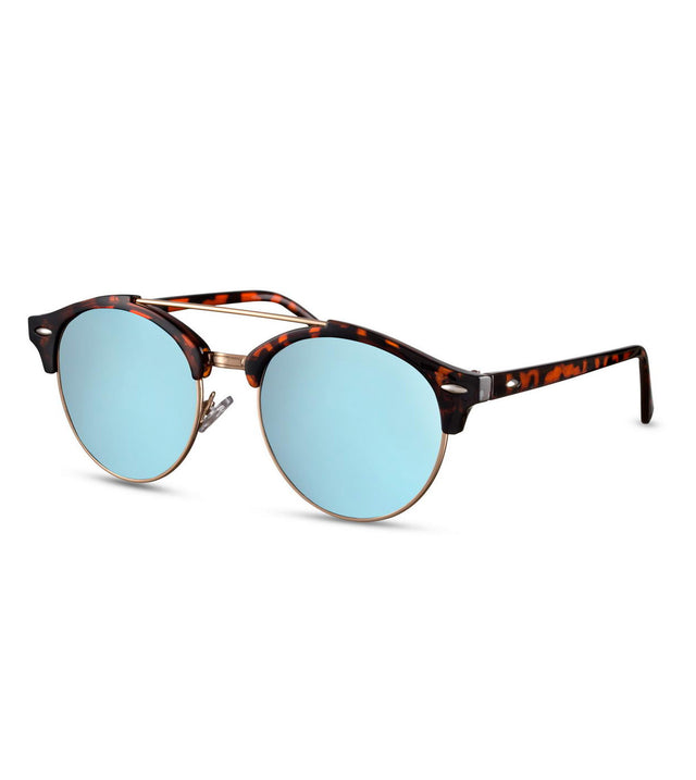 Retro Sunglasses in Tortoiseshell With Blue Flash Lens