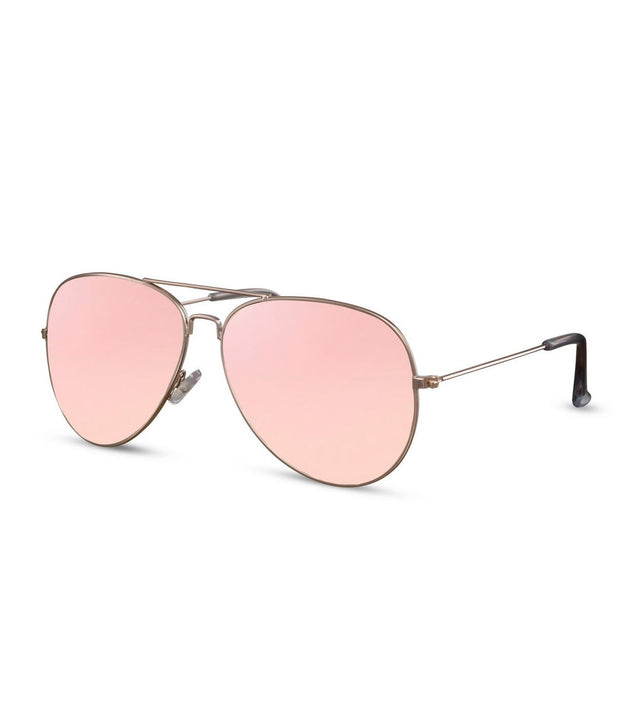 Classic Aviator Sunglasses With Pink Flash Lens