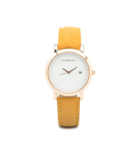 Minimal Rose Gold Mustard Yellow Watch