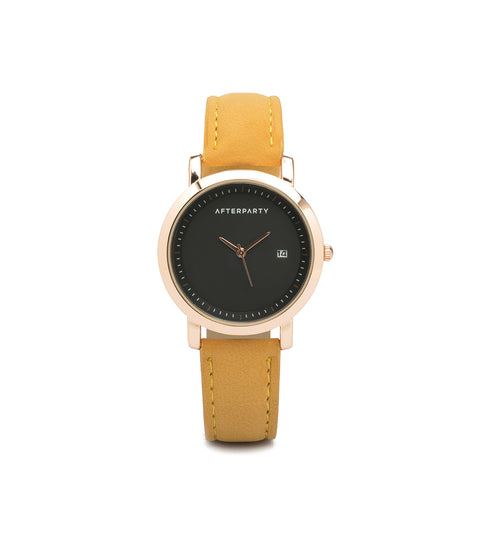 Minimal Rose Gold Mustard Yellow Watch