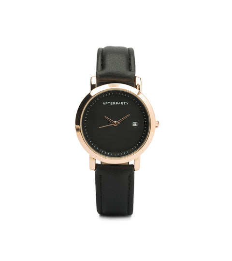 Minimal Black Rose Gold Watch