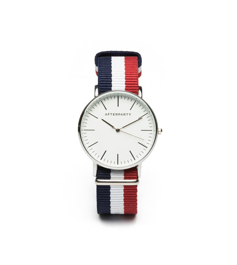 Urban Striped Navy Red Nylon Watch