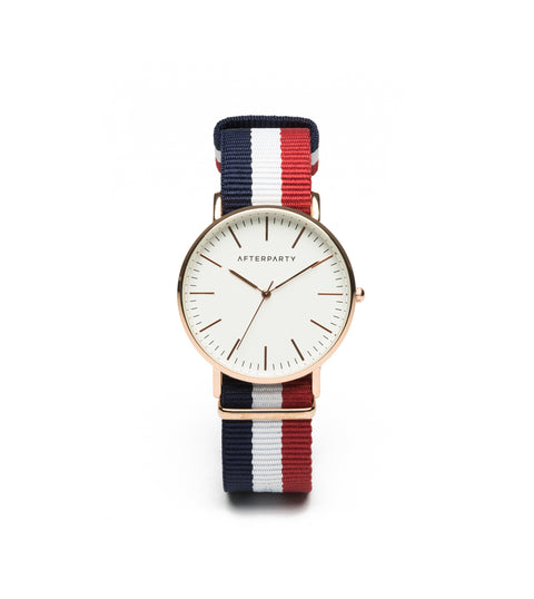 Urban Striped Navy Red Nylon Watch