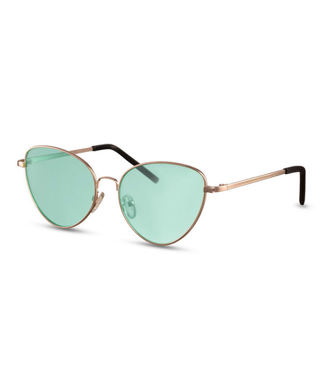 Simple Cat Eye Sunglasses With Green Lens