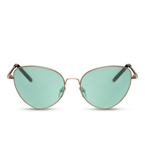 Simple Cat Eye Sunglasses With Green Lens