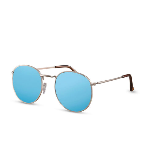 Round Blue Flash Lens Sunglasses