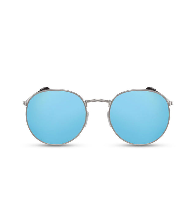 Round Blue Flash Lens Sunglasses