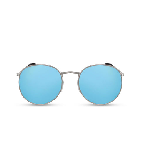 Round Blue Flash Lens Sunglasses