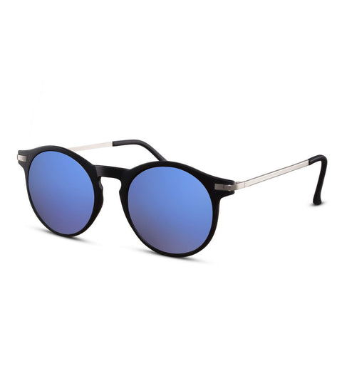 Round Sunglasses With Blue Flash Lens