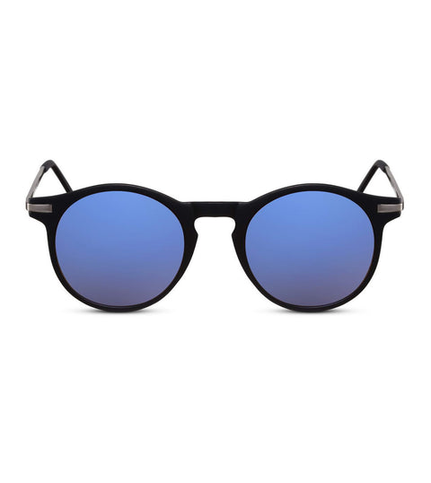 Round Sunglasses With Blue Flash Lens