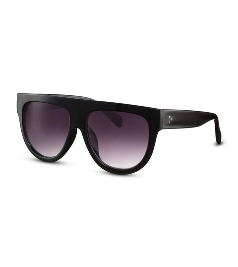 Flat Top Smoke Lens Sunglasses in Black