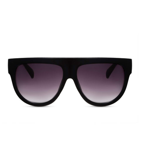 Flat Top Smoke Lens Sunglasses in Black