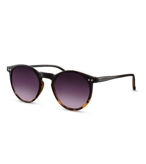 Round Sunglasses in Black Tortoiseshell Fade