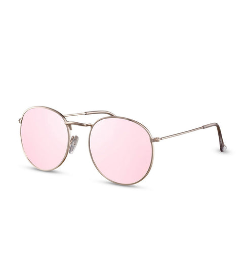 Round Pink Flash Lens Sunglasses