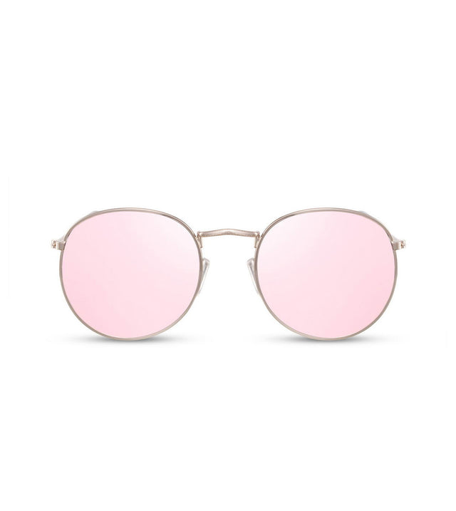 Round Pink Flash Lens Sunglasses