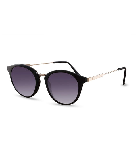 Round Sunglasses In Black With Smoke Lens