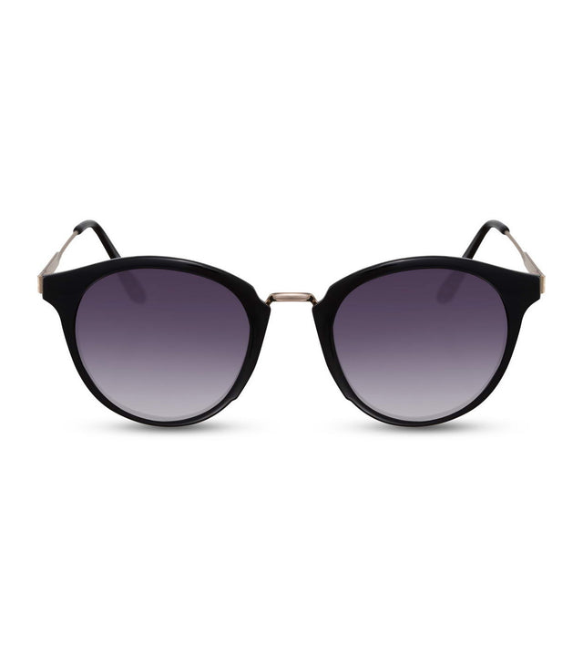 Round Sunglasses In Black With Smoke Lens