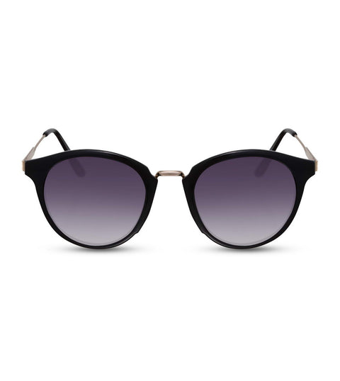 Round Sunglasses In Black With Smoke Lens