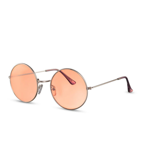 Retro Round Sunglasses With Peach Orange Lens