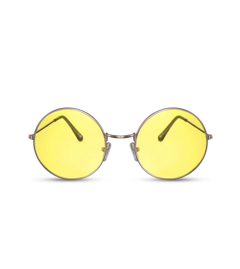 Retro Round Sunglasses With Yellow Lens