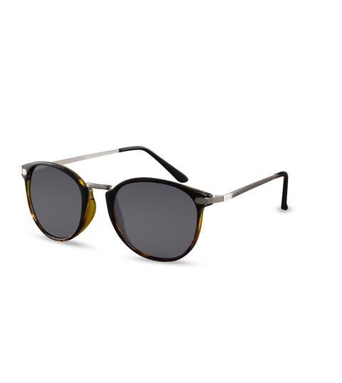 Round Sunglasses In Black With Grey Lens