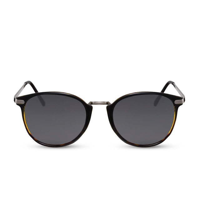 Round Sunglasses In Black With Grey Lens