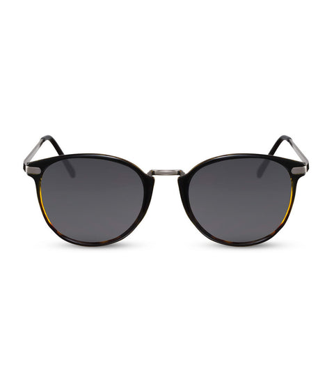 Round Sunglasses In Black With Grey Lens