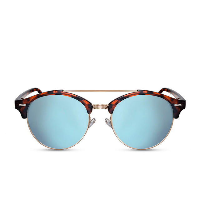 Retro Sunglasses in Tortoiseshell With Blue Flash Lens   