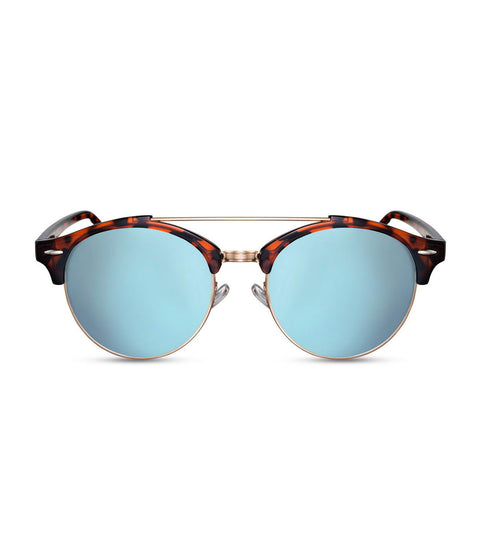 Retro Sunglasses in Tortoiseshell With Blue Flash Lens   