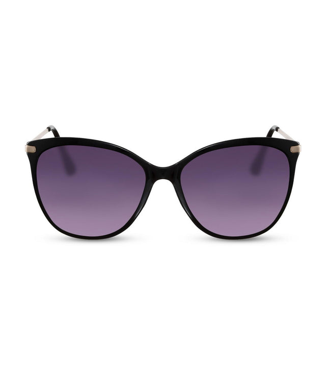 Cat Eye Sunglasses in Black With Purple Lens