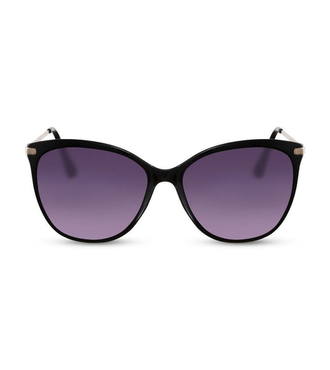 Cat Eye Sunglasses in Black With Purple Lens