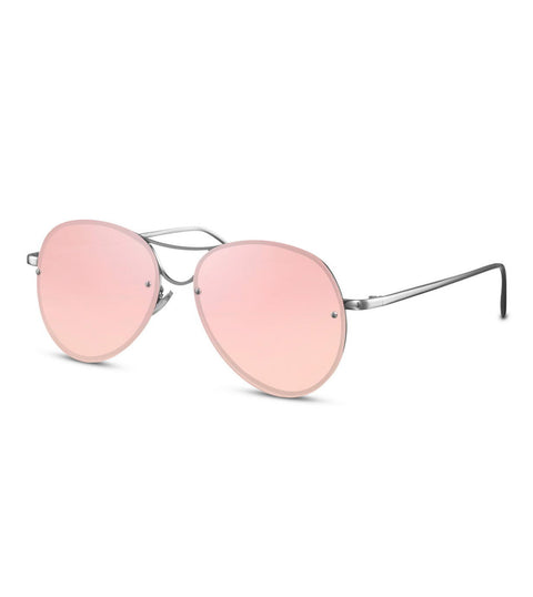  Mirror Flash Rimless Pink & Silver Sunglasses