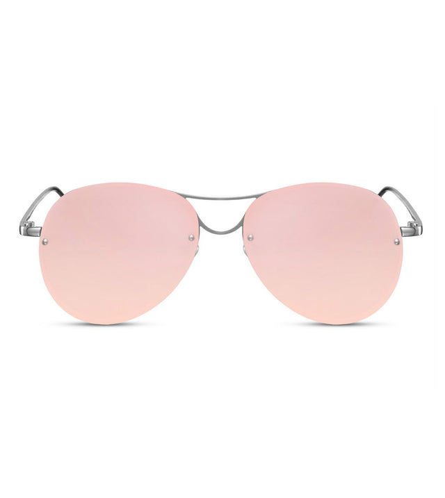 Mirror Flash Rimless Pink & Silver Sunglasses
