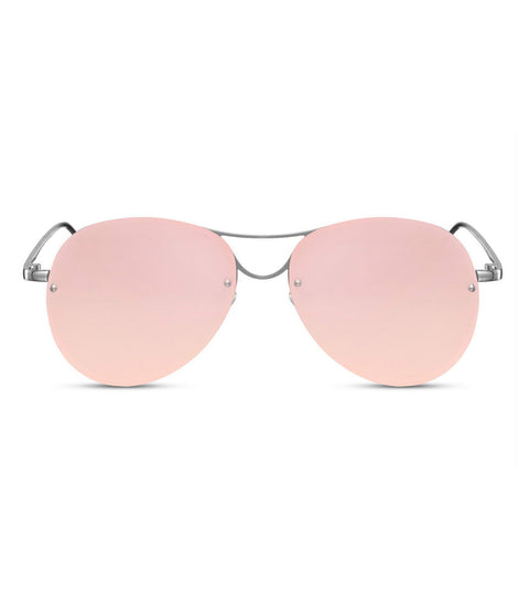  Mirror Flash Rimless Pink & Silver Sunglasses