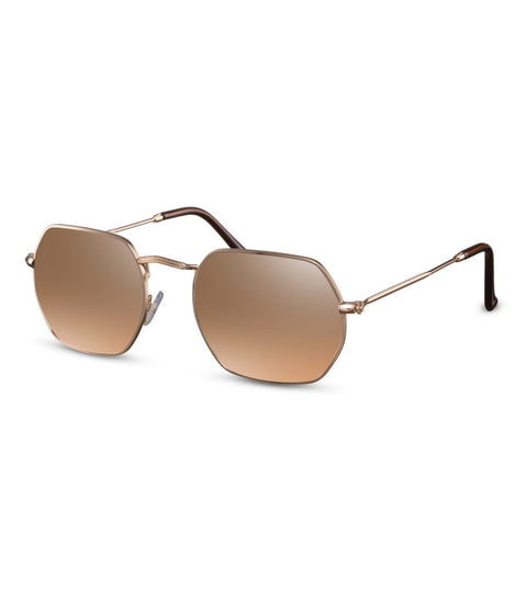 Hexagonal Sunglasses in Copper and Gold