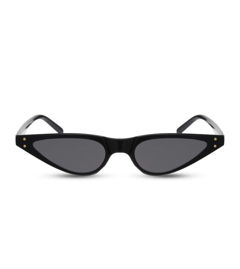 Small Pointy Sunglasses in Black With Smoke Lens