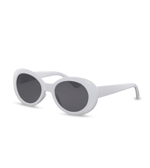 Retro Cat Eye White Sunglasses With Smoke Lens