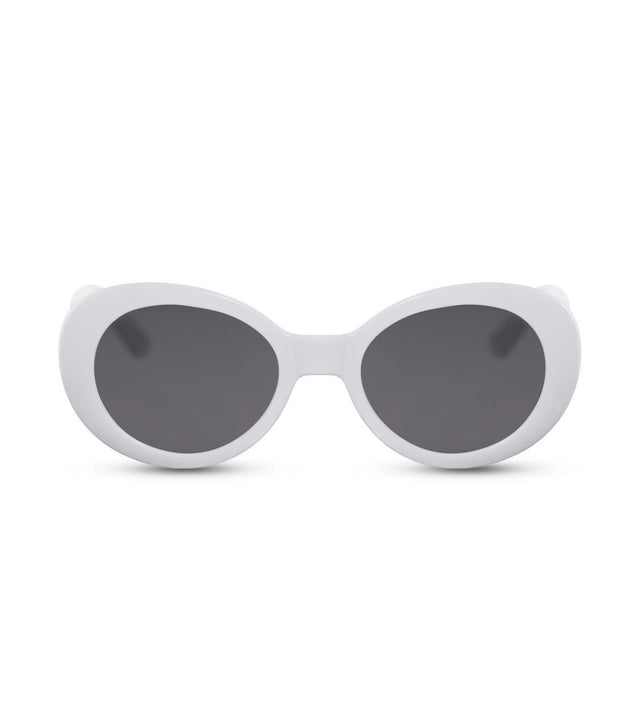Retro Cat Eye White Sunglasses With Smoke Lens