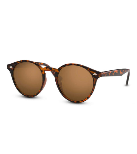 Round Tortoiseshell Sunglasses With Brown Smoke Lens