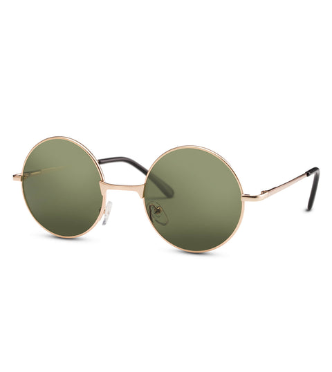  Round Green Lens Sunglasses In Gold